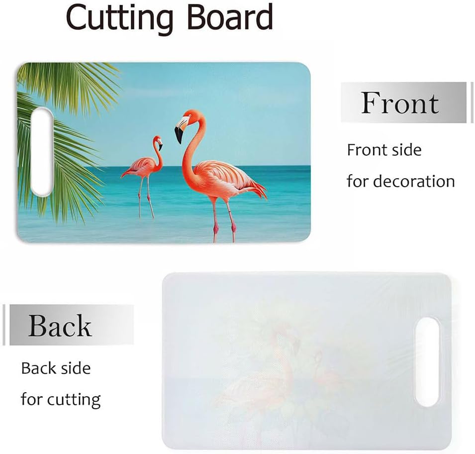 Coffee Set Cutting Board with Handles Coffee Maker Muffin Cup Flower Hot Drink Love Cutting Boards Plastic Safe Chopping Board for Kitchen 16" x 10" x 0.24"