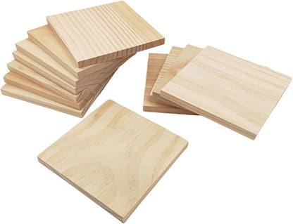 6PCS Unfinished Wood Square Blocks for Crafts, 6x6x1in Blank Wooden Squares Pine Wood Boards for Carving,DIY Wood Coasters,Painting & Burning