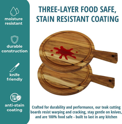 EcoDecors 18"x14" Extra Large Teak Cutting Board, Edge Grain Wood with Juice Groove & Handle, FSC Certified for Kitchen, Carving & Butcher Block Prep
