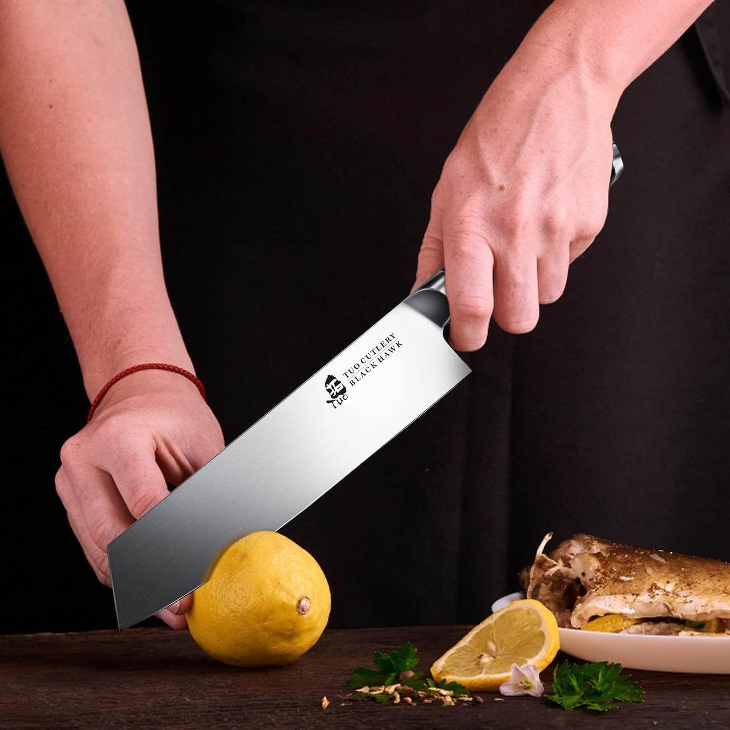 TUO Honing Rod, Knife Sharpening Rod 8 Inch, High Carbon German Steel Knife Sharpener with Ergonomic Pakkawood Handle, Premium Honing Steel for Kitchen Knives Blade Maintenance, Black Hawk Series