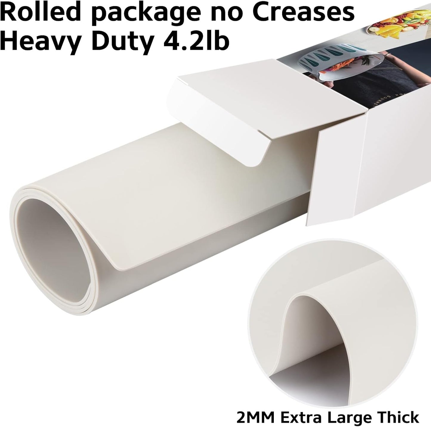Silicone Mats for Kitchen Counter Thicker Extra Large Heat Resistant Mats Countertop Protector Liners for Bottom of Oven Air Fryer Coffee Maker, 24" x 16" x 2 mm, Translucent