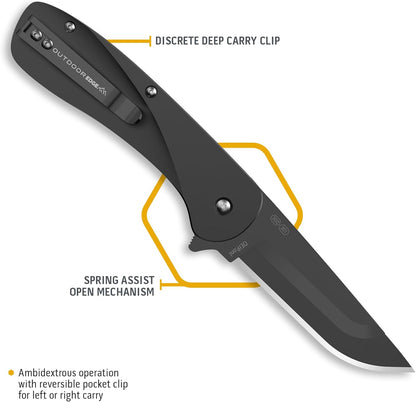 OUTDOOR EDGE RAZOR VX1 | Replaceable Blade EDC Folding Pocket Knife | 3" Stainless Blade, Gray Anodized Aluminum Handle, Reversible Pocket Clip | Outdoor, Camping, Survival, Utility