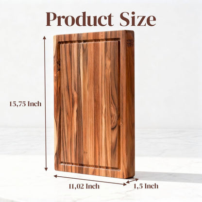 Teak Wood Cutting Board 18" x 14" x 0.6", 2-Piece Set for Kitchen Meat & Food Prep - Large Thin Edge Grain, Deep Juice Groove, Lightweight Solid Hardwood, Non-Toxic, BPA Free by New M Way