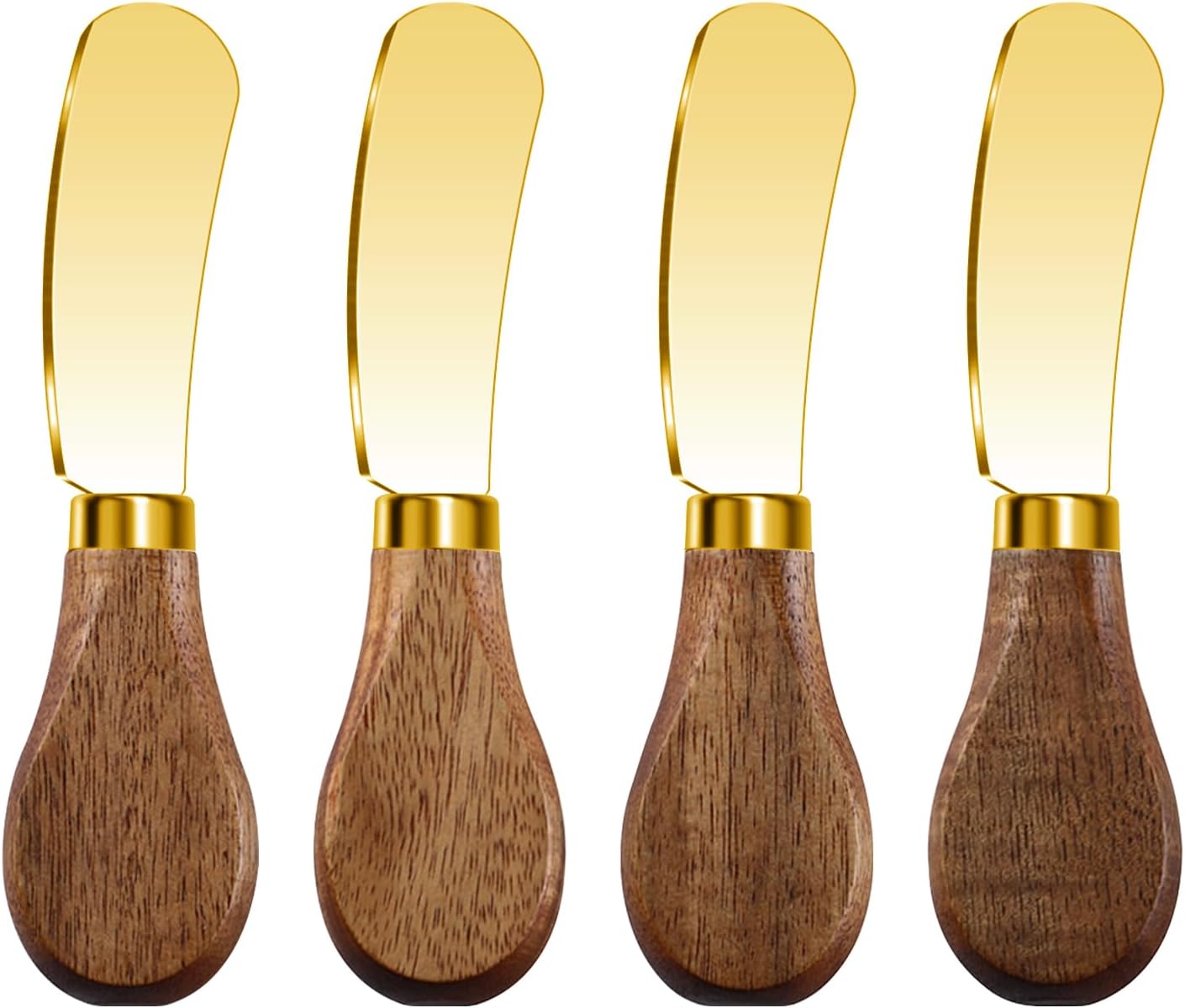 Butter Knife Spreader, Cheese Spreader Knives Set of 4, Stainless Steel Butter Knives with Acacia Wood Handle, Small Cheese Knives for Cold Butter, Soft Cheese Spreader, Jam, Charcuterie, Pastry