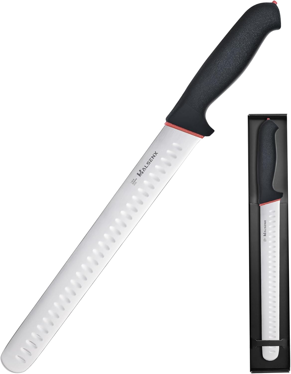 12 Inch Slicing Knife with Fluted Edge - Non-Slip SoftGrip Handle Meat Carving Knife for BBQ, Roast Turkey, Brisket