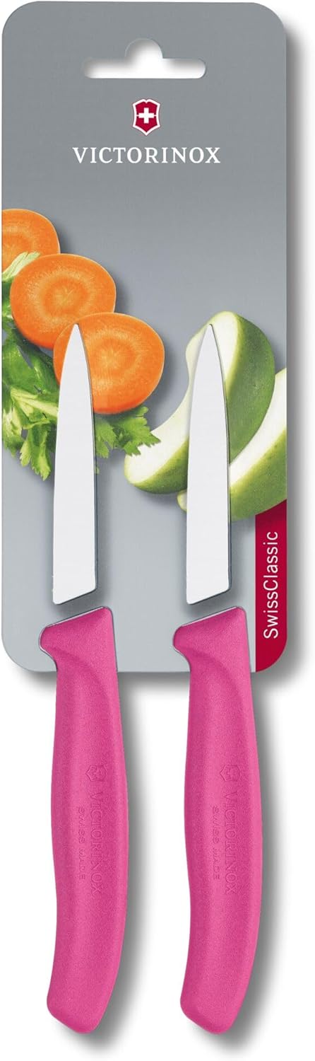 Victorinox Swiss Classic 2 Piece Paring Knife Set Straight Edge Pointed Tip - Orange