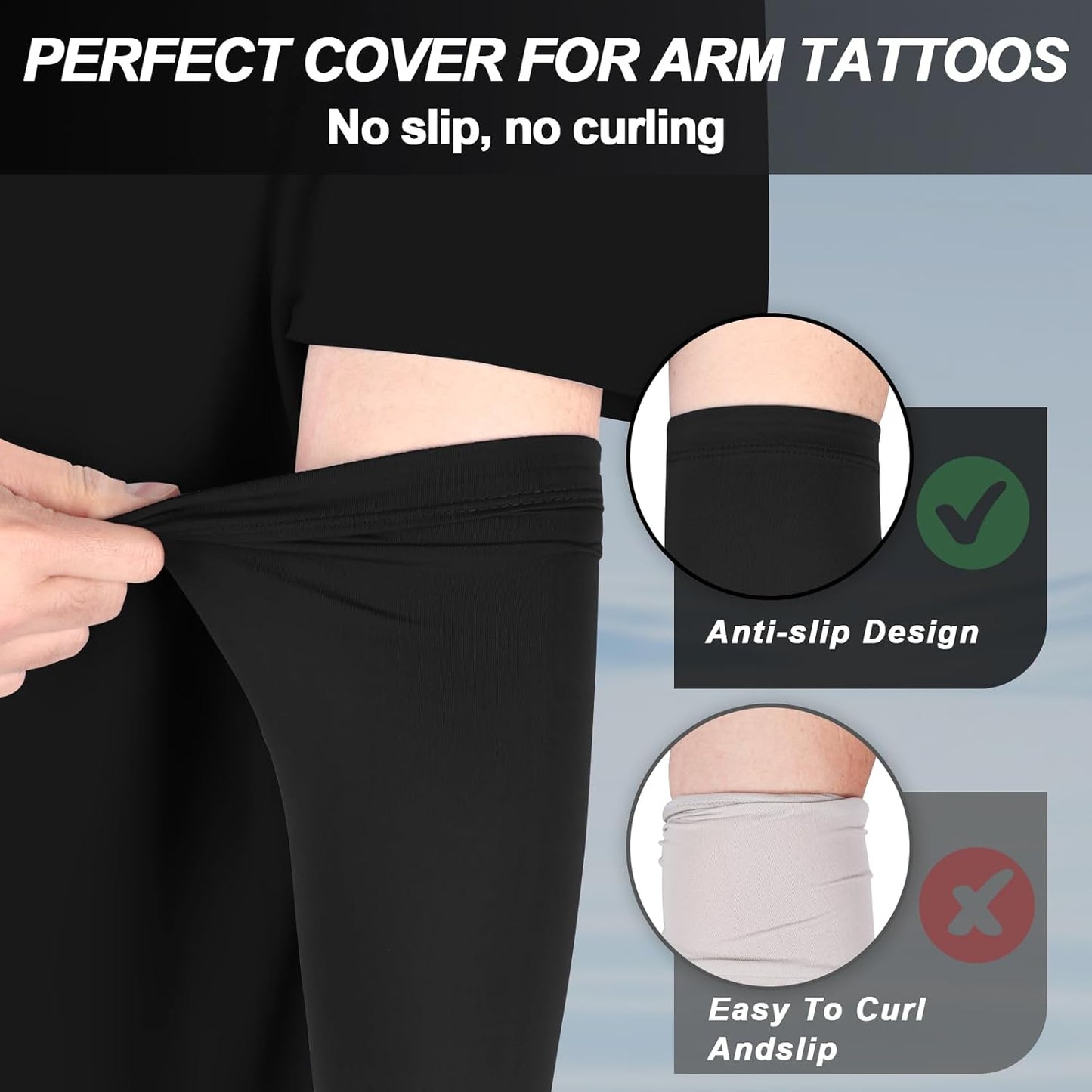 UV Sun Protection Arm Sleeves for Men Women, UPF 50+ Cooling Sun Sleeves to Cover Arms Sports Compression Covers