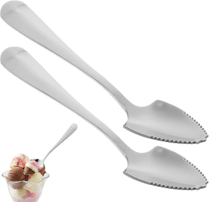 Housoutil Grapefruit Serrated Knife Spoons : 2pcs Stainless Steel Spoons Serrated Grapefruit Utensils Tools for Citrus Fruits Kiwi Lemon Desserts Salads