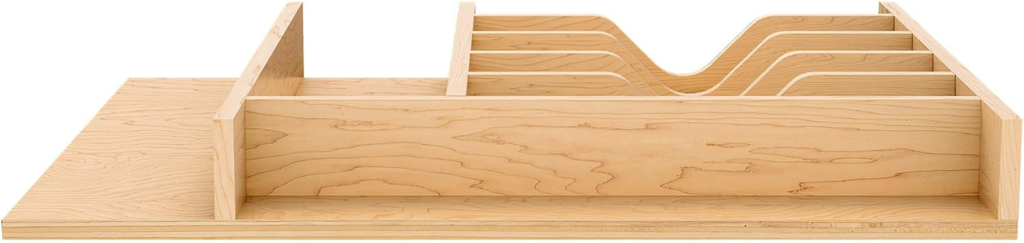 Rev-A-Shelf Natural Maple Right Size Utensil Insert Home Storage Kitchen Organizer 7 Compartment Drawer Accessory, 19 1/4" x 19 1/2", 4WCT-24SH-1