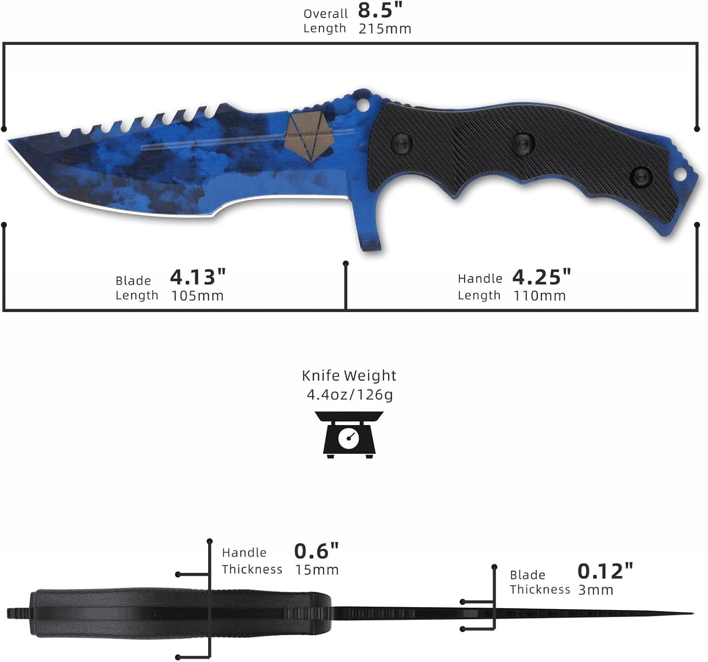 REAT Fixed Blade Knife with Sheath, 4.1" 440C Steel Blade with Full Tang Design,Ergonomic ABS Plastic Handle, EDC Sharp Hunting Knife,Tactical Knife for Camping,Survival,Bushcraft,Hiking
