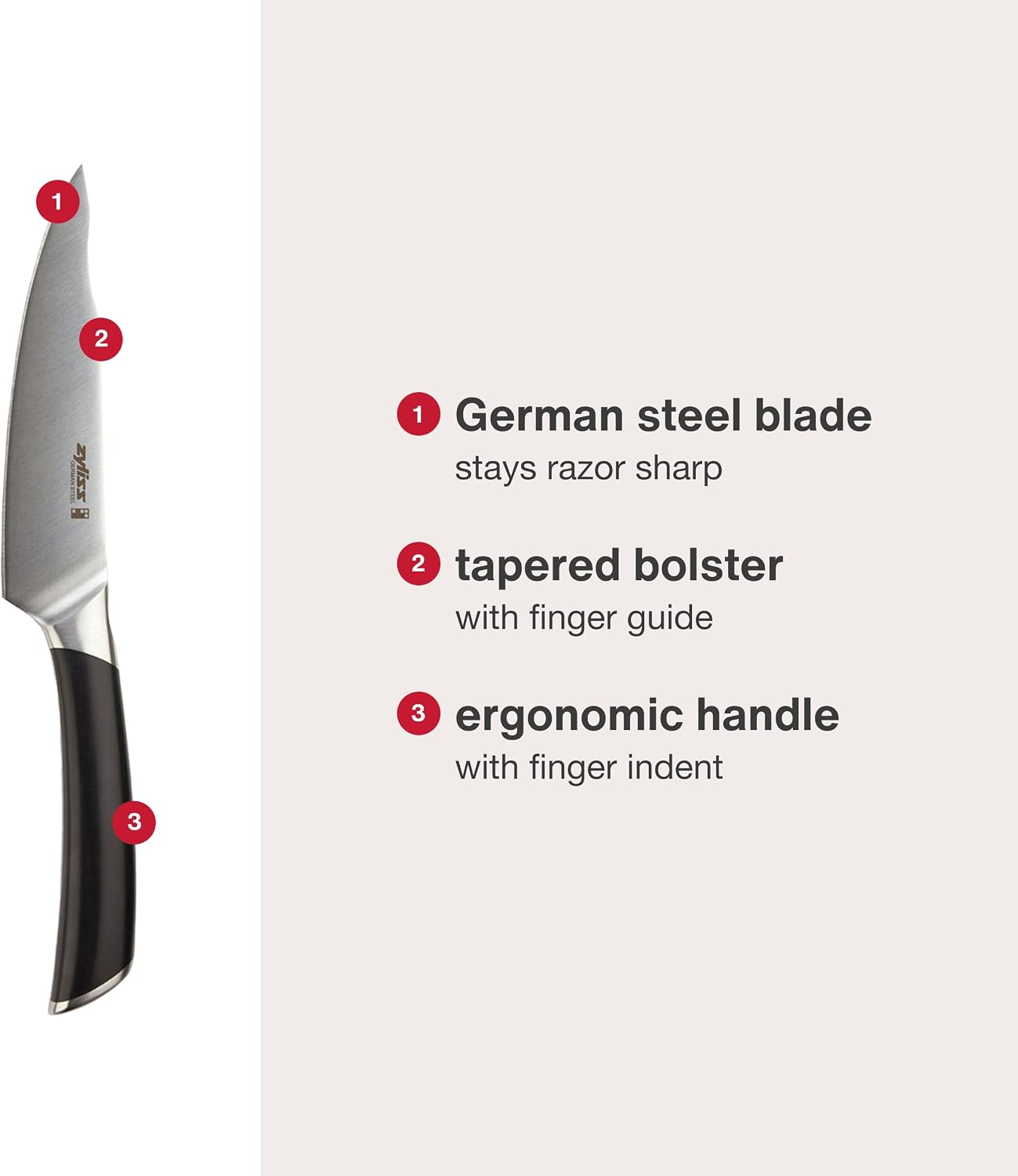 Zyliss Comfort Pro Chef's Knife - Ice Hardened Stainless Steel Kitchen Knife - Tarnish-Free and Rust-Resistant Kitchen Cutlery - Black/Stainless Steel - 8 inches
