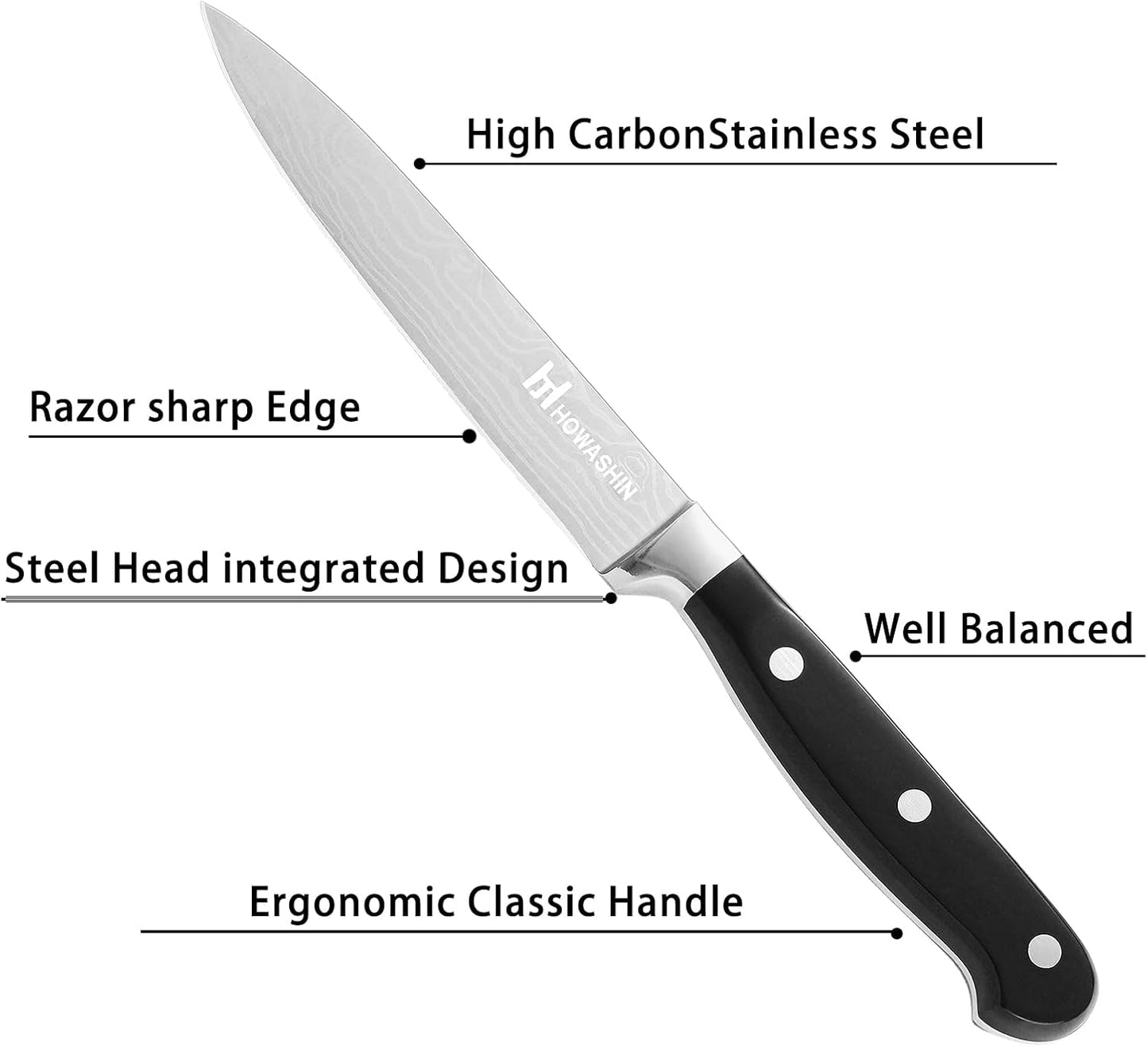 Chef Knife 5 Inch & Kitchen Knife Set Professional, German High-Carbon Stainless Steel,Razor Sharp, Ergonomic Handle,Utility Knife with Christmas Gift Box