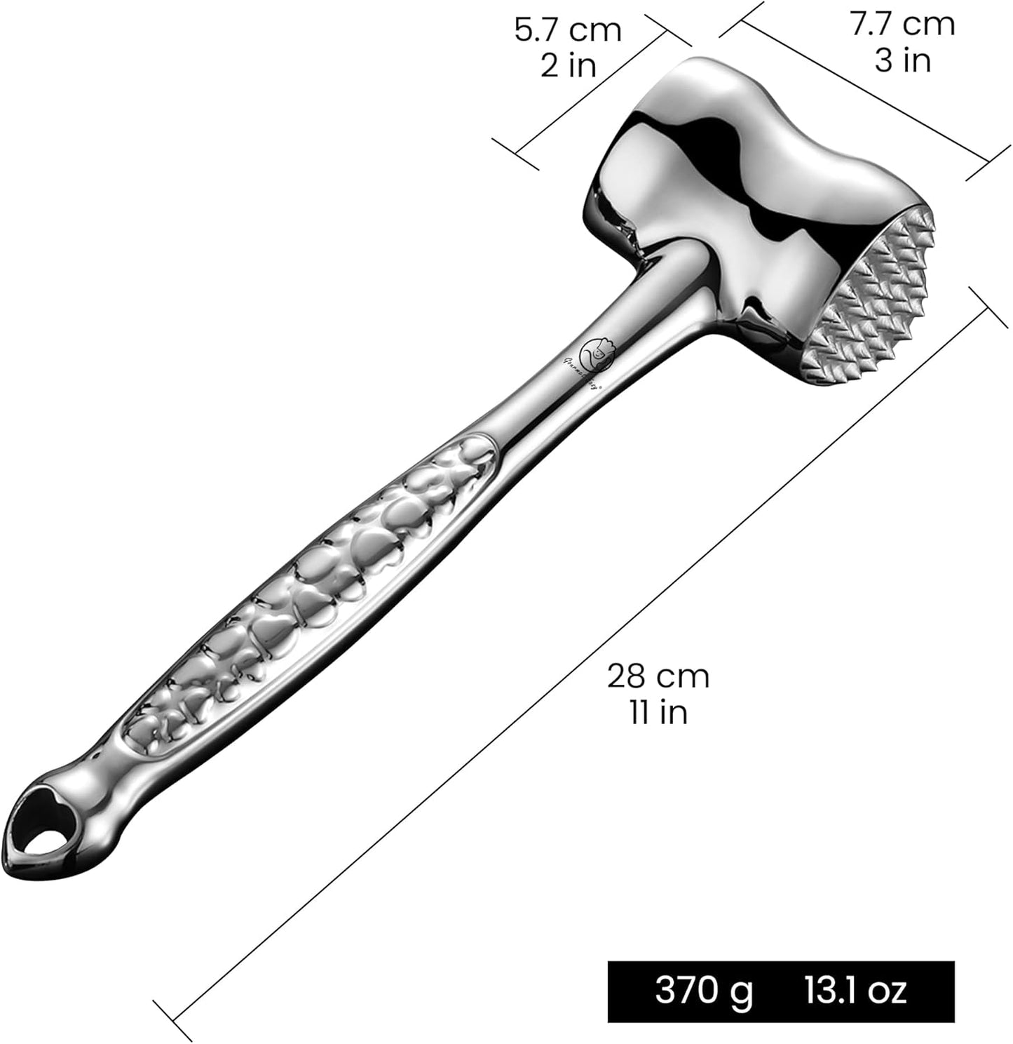 Stainless Steel Meat Tenderizer Tool, Premium Meat Mallet with Non-Slip Grip, Dual-sided Kitchen Mallet Ideal for Tenderizing Steak, Poultry & Chicken Cutlet, Dishwasher Safe with Lifetime Replacement