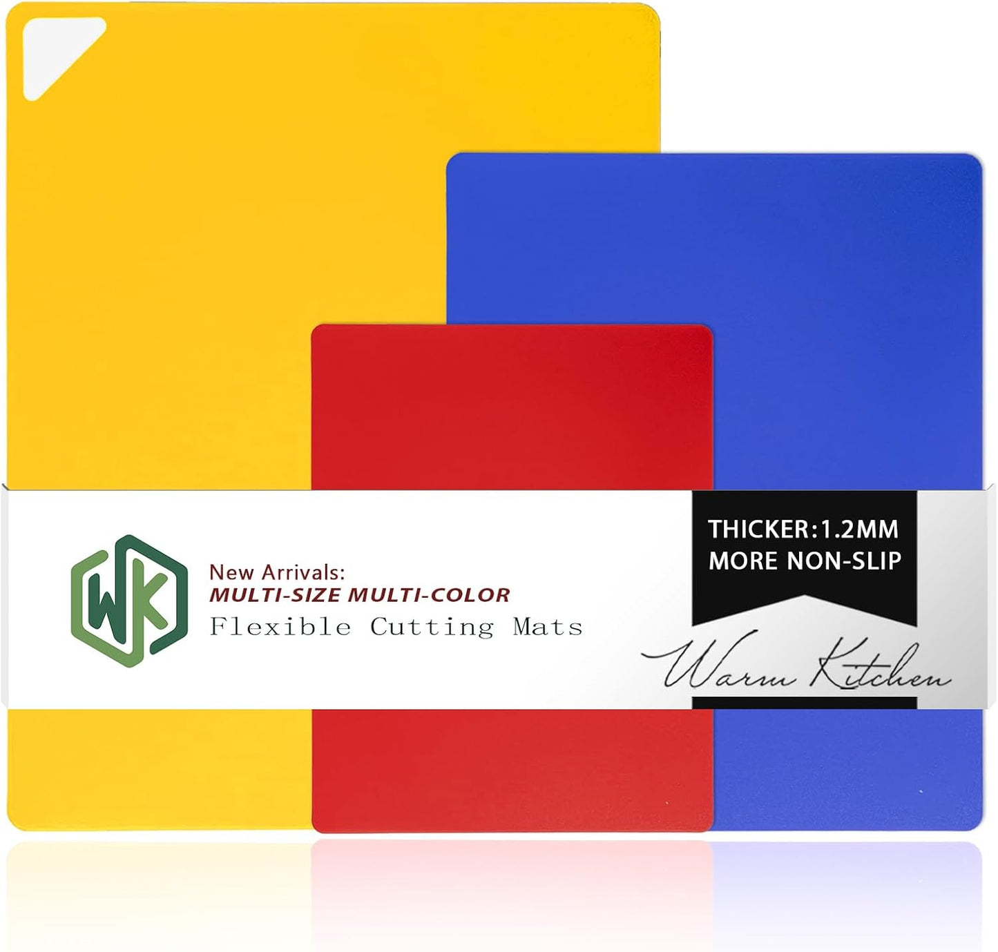 WK Flexible Plastic Cutting Boards Mats for Kitchen, Flexible Non Slip Cutting Mat, Thin Cutting Sheets, BPA Free, Dishwasher Safe, Multi Sizes