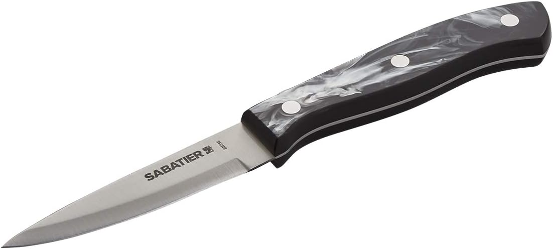 Sabatier Triple Riveted Serrated Utility Knife, 5-Inch, Razor-Sharp Kitchen Knife to Cut Fruit, Vegetables and more, High-Carbon Stainless Steel, Gray