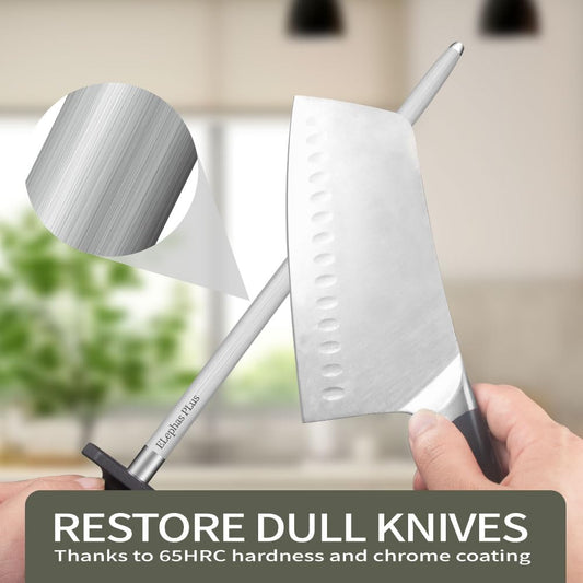 Selected High-Carbon Steel Honing Rod - 8 Inch Honing Steel Made of Hardened Steel with Classic Simplicity Handle for Kitchen Knives