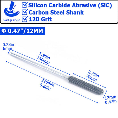 0.591"(15mm) Cylinder Hone Brush with Round Carbon Steel Shank in 120 Grit SiC Abrasive Nylon Balls for Deburring Small Engine Cylinders Brake Piston Rings Guides Tubes Cam Bearings