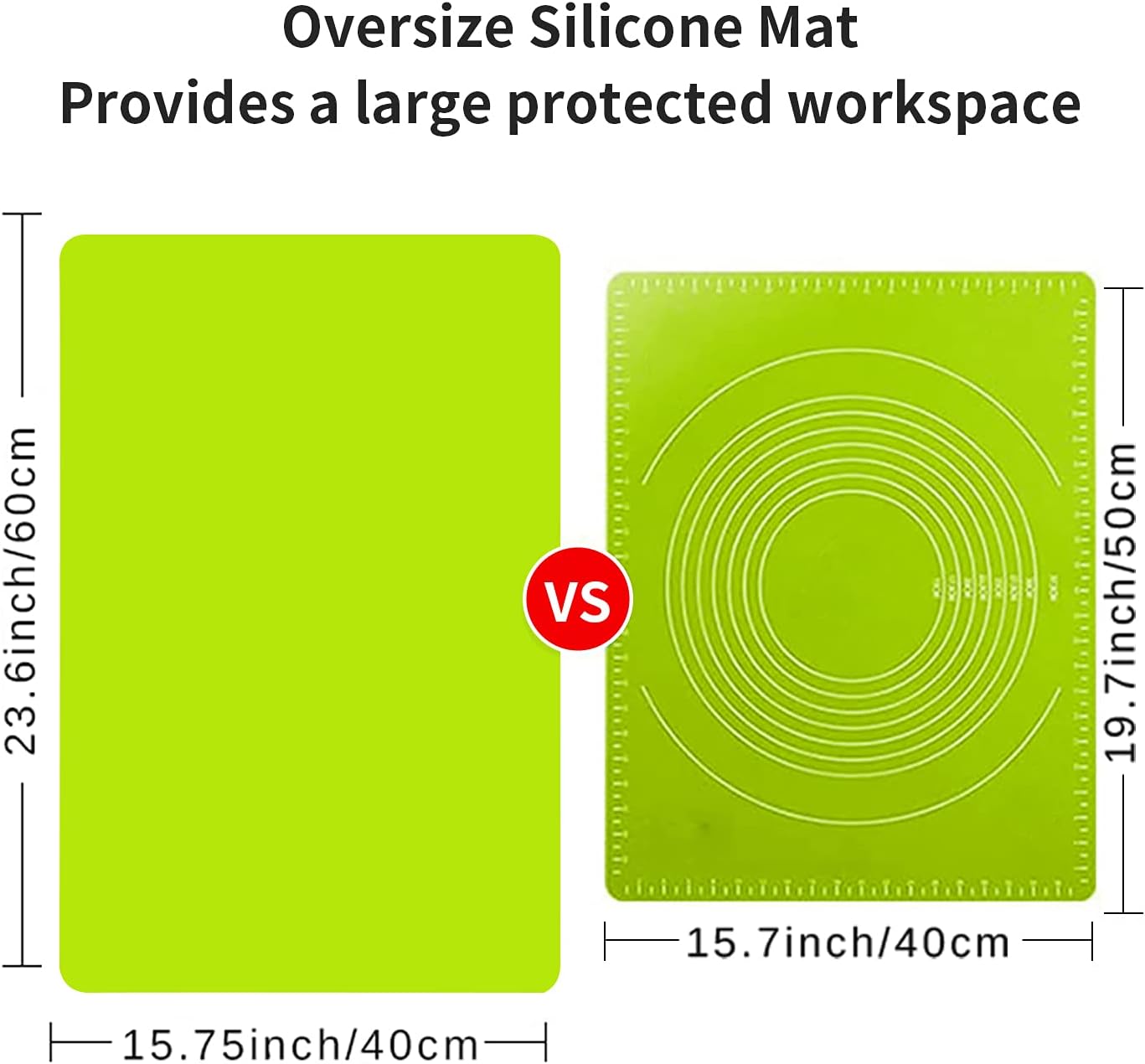 Extra Large Dark Green Countertop Mat - Silicone Table Kitchen Desk Mat - Non-Slip & Heat Resistant - Dinner Placemat Pastry Dough Rolling Mat - Colors A