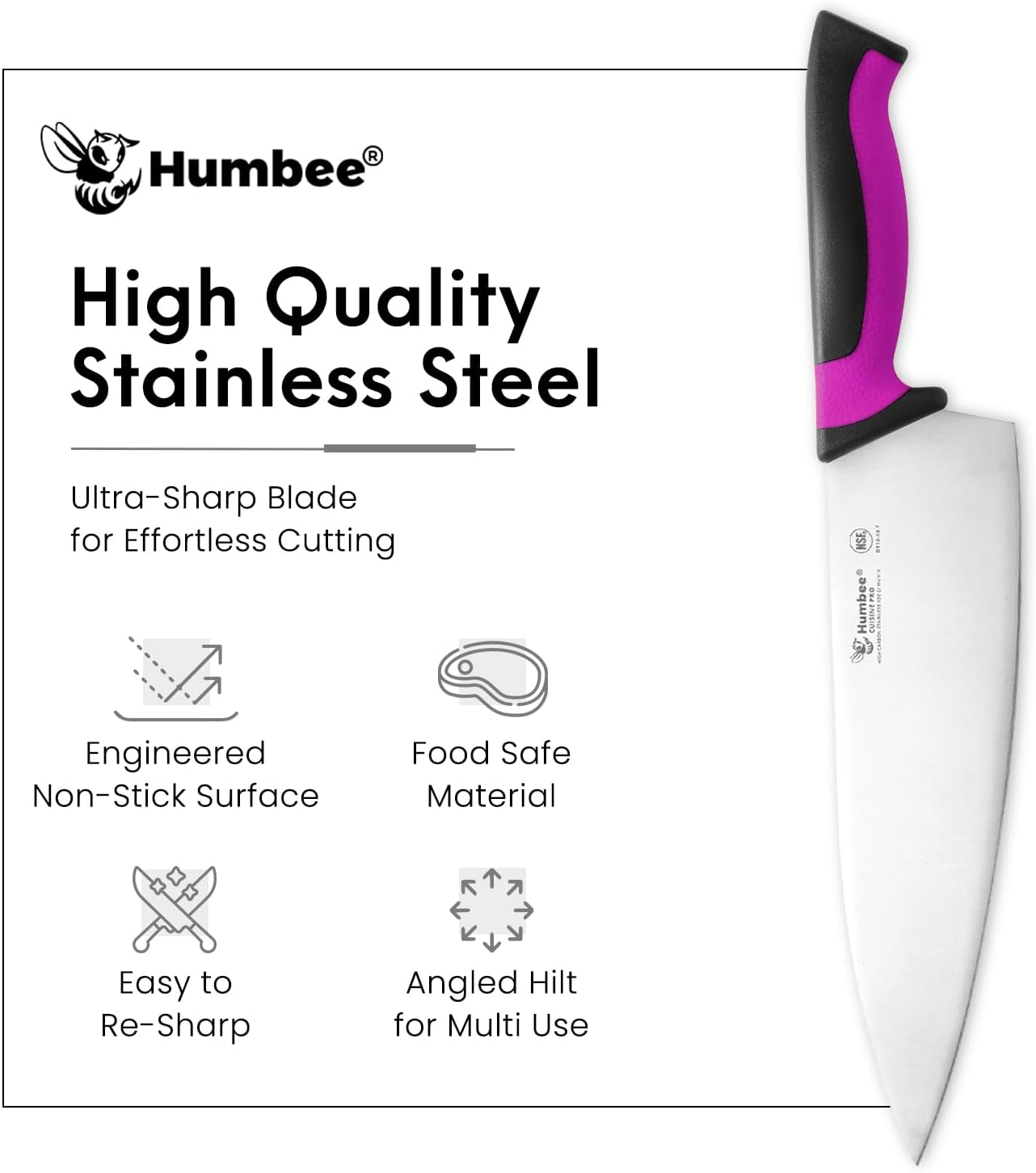 7.5-Inch Nakiri Knife, High Carbon Stainless Steel Hollow Grind Blade, Razor Sharp Edge, Ergonomic Non-Slip Handle, Cleaver Style, DT-50 Series, Orange