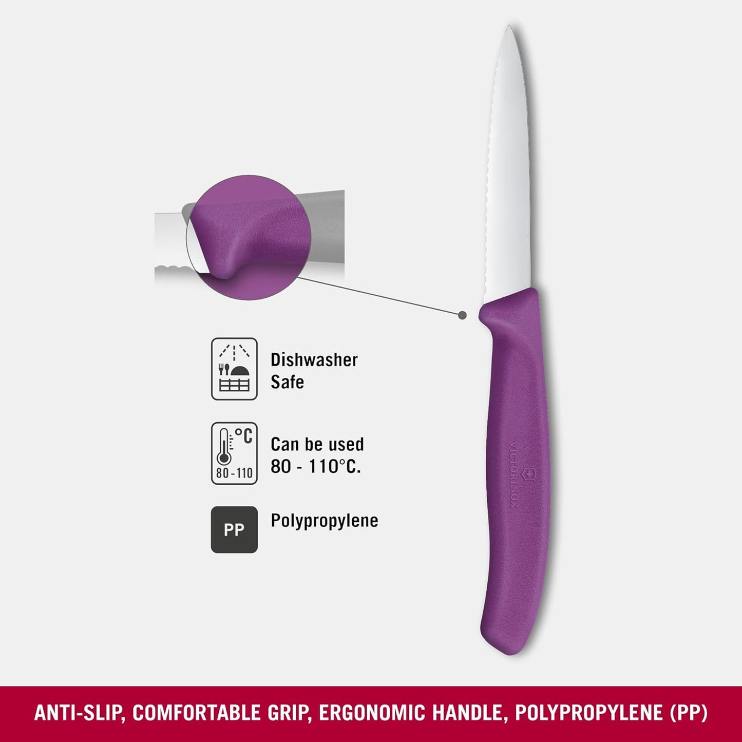 Victorinox Swiss Classic 3 inch Serrated Edge Pointed Tip Paring Knife, Purple