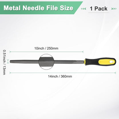 M METERXITY Triangular Metal File 10 Inch, High Carbon Steel Diamond Hand W PVC Grip Handle for Wood/Metal/Ceramic/Glass/Stone/Jewelry/Tile/Model/DIY/Sharpening File