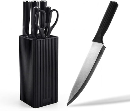 Knife set, 7-piece high-end kitchen knife set, with universal knife holder, rust proof and non stick high carbon stainless steel kitchen special sharp chef knife, can be placed in dishwasher