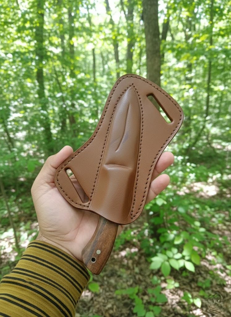 Fixed Blade Hunting Forged Tracker Knife - 8 Inches Carbon Steel Razor Sharp Blade Full Tang Bushcraft Knives with Premium Leather Belt Sheath. Used For Hunting Outdoor Camping, Hiking, Skining Knife.
