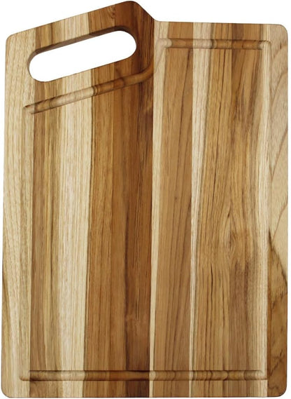 EcoDecors 18"x14" Extra Large Teak Cutting Board, Edge Grain Wood with Juice Groove & Handle, FSC Certified for Kitchen, Carving & Butcher Block Prep
