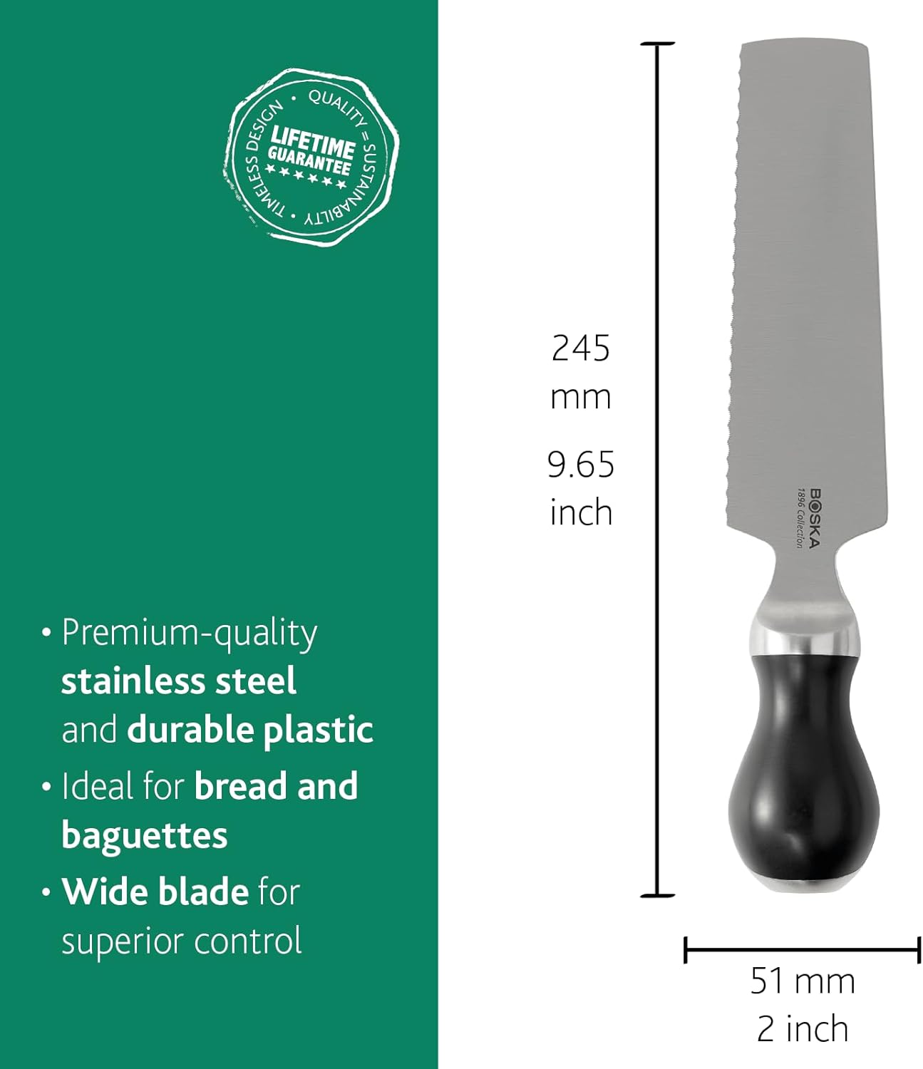 BOSKA Raclette Knife PRO- Stainless Steel - Spatula - Serrated Edge - Raclette - Serving Cutting Tool for Cheese Slicing or Bread Knife - Small Kitchen Knife Durable