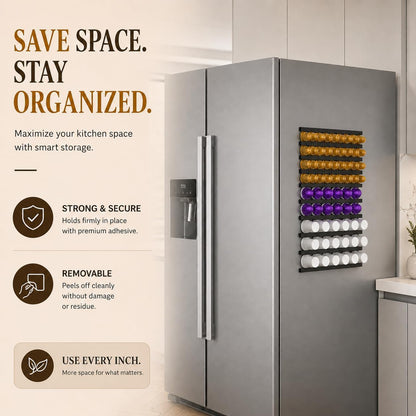 Coffee Pod Holder, Capsule Organizer for Counter,10-Pack Coffee Pods Storage/Organizers,Wall Mount with Adhesives,Coffee Station Fridge RV Kitchen-White