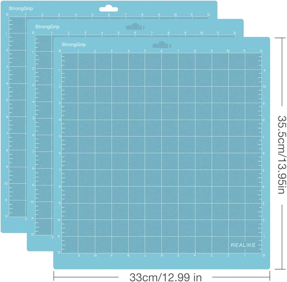 REALIKE 12x12 Lightgrip Cutting Mat Compatible with Cricut Maker 3/Maker 4/Maker/Explore 3/4/Air 2/Air/One(3 Mats), Gridded Adhesive Non-Slip Cut Mat for Crafts, Quilting, Sewing and All Arts