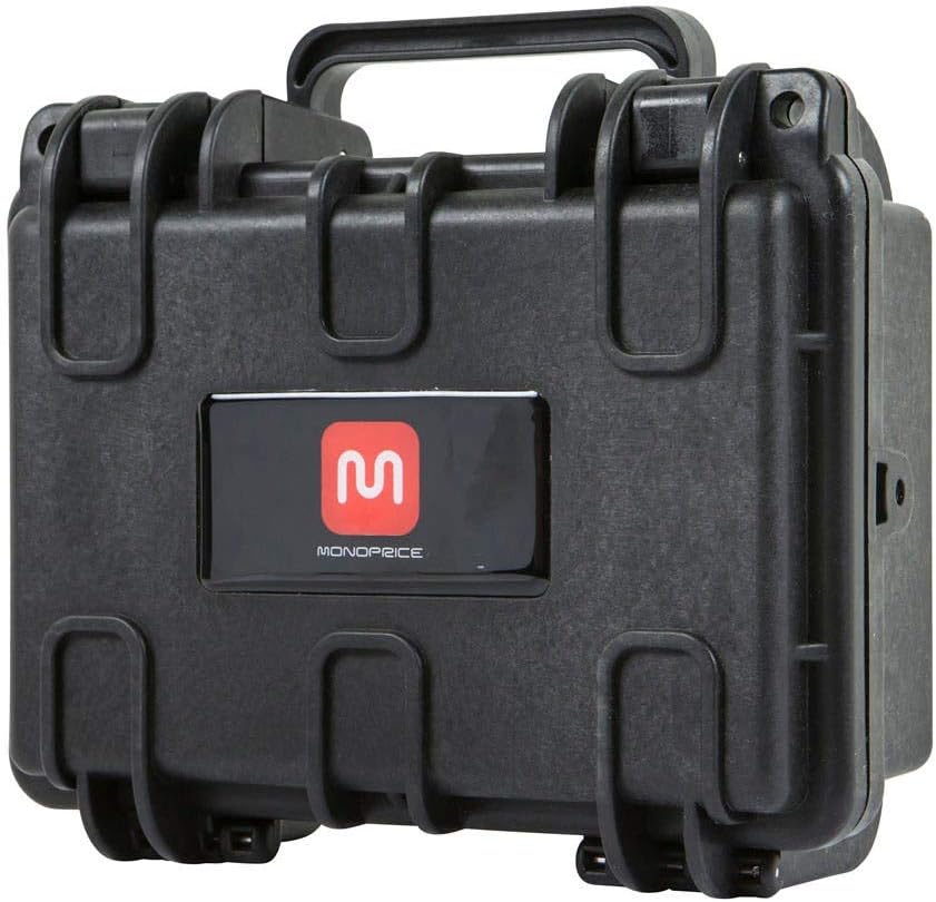 Monoprice Weatherproof/Shockproof Hard Case - Black Ip67 Level Dust and Water Protection Up to 1 Meter Depth with Customizable Foam, 10" x 9" x 7", 6.6 Liter