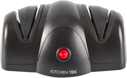 Restaurantware-Kitchen Tek 2-Stage Electric Knife Sharpener, 1 Straight-Edge Knife Sharpener With Diamond Grinding Wheel - 120 Voltage, Quick Sharpening, Gray Plastic, For Kitchen Knives