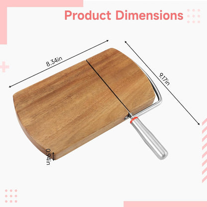 Acacia Wooden Cheese Slicer for Block Cheese, Quality Metal Wire Cutter with Comfortable Handle, Anti-Slip Base, Multi-Purpose Kitchen Tool for Cheese, Ham, and Fruits, Comes in Gift Box
