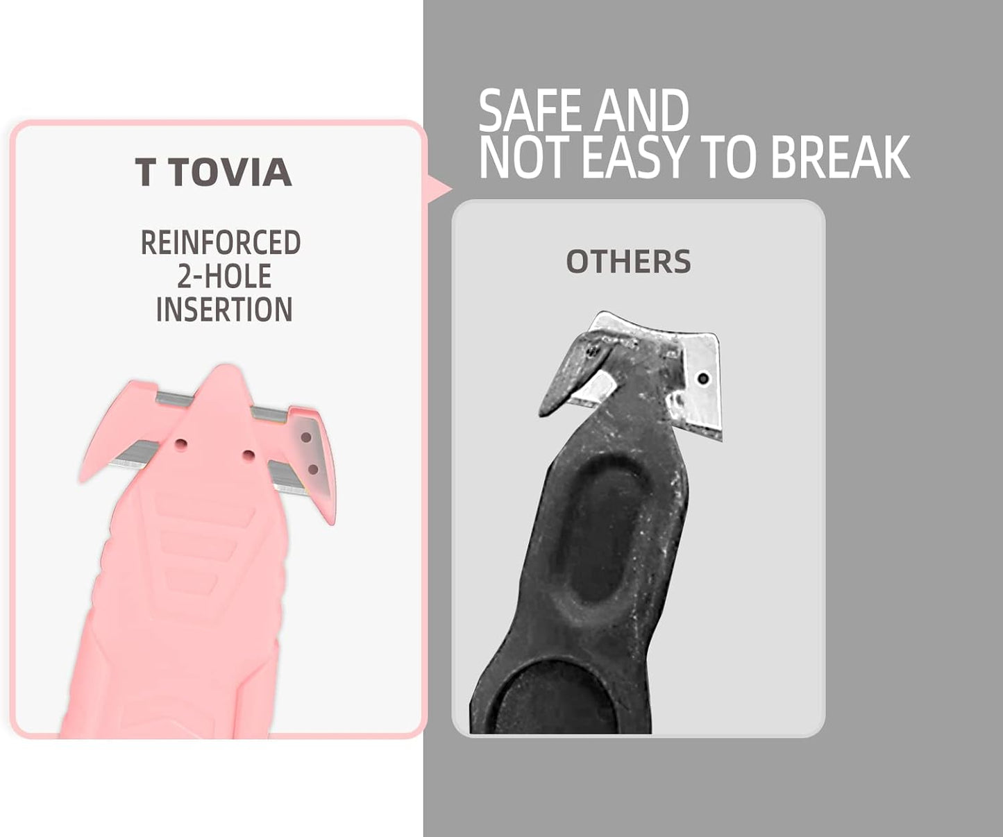 T TOVIA Safety Box Cutter Knife of Recessed Concealed Stainless Steel Blade, 10-Pack Package Opener Plastic Cutter for Box, Carton, Shrink Wrap, Plastic Straps, 5 Color