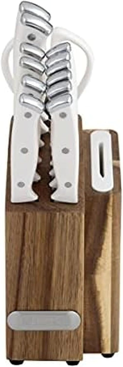 Farberware Edgekeeper Triple Riveted Slim Knife Block Set with Built in Sharpener, 14-Piece, Navy
