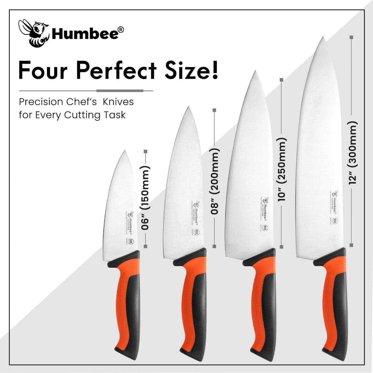 7.5-Inch Nakiri Knife, High Carbon Stainless Steel Hollow Grind Blade, Razor Sharp Edge, Ergonomic Non-Slip Handle, Cleaver Style, DT-50 Series, Orange