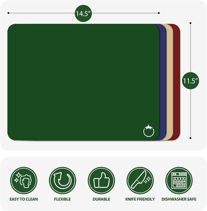 WK Flexible Plastic Cutting Boards Mats for Kitchen, Flexible Non Slip Cutting Mat, Thin Cutting Sheets, BPA Free, Dishwasher Safe, Multi Sizes