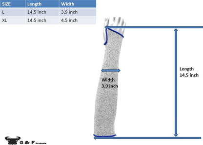 G & F 58122L CUTShield 14-Inch Long Sleeve, Cut Resistant Level 5, Slash Resistant with thumb hole, Grey
