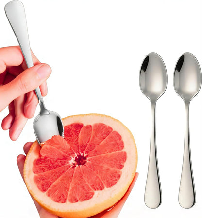2 Pack Grapefruit Spoons Serrated Edge Stainless Steel, Polished Finish Dishwasher Safe Citrus Fruit Spoons for Grapefruit Orange Kiwi