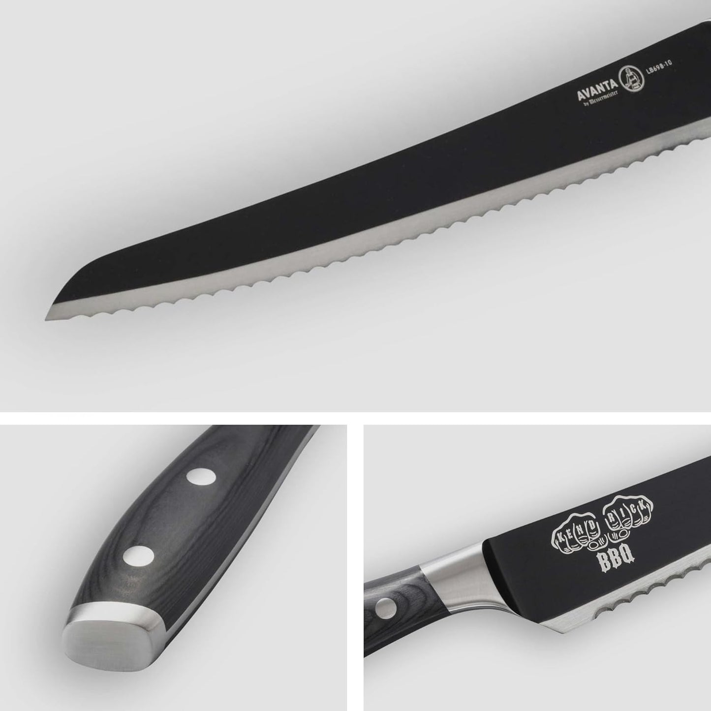Messermeister Avanta Kendrick BBQ Scalloped Brisket Knife, 10” - German X50 Stainless Steel - Full-Tang Pakkawood Handle - Rust Resistant & Easy to Maintain
