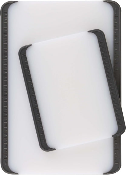 Dexas Non-Slip Cutting Boards with Non-Slip Measuring Guides, 2-Pack. Set includes Boards that measure 13"x 9" and 8"x 6.5"