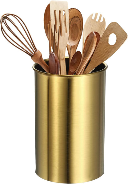 uxcell Kitchen Utensil Holder, 3.1x4.7 Stainless Steel Utensil Cutlery Holder Cooking Flatware Organizer for Kitchen Restaurant Countertop Fork, Straw, Knives, Spoon, Chopstick, Silver
