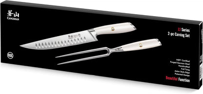 Cangshan L1 Series 1026962 German Steel Forged 2-Piece Carving Set, White