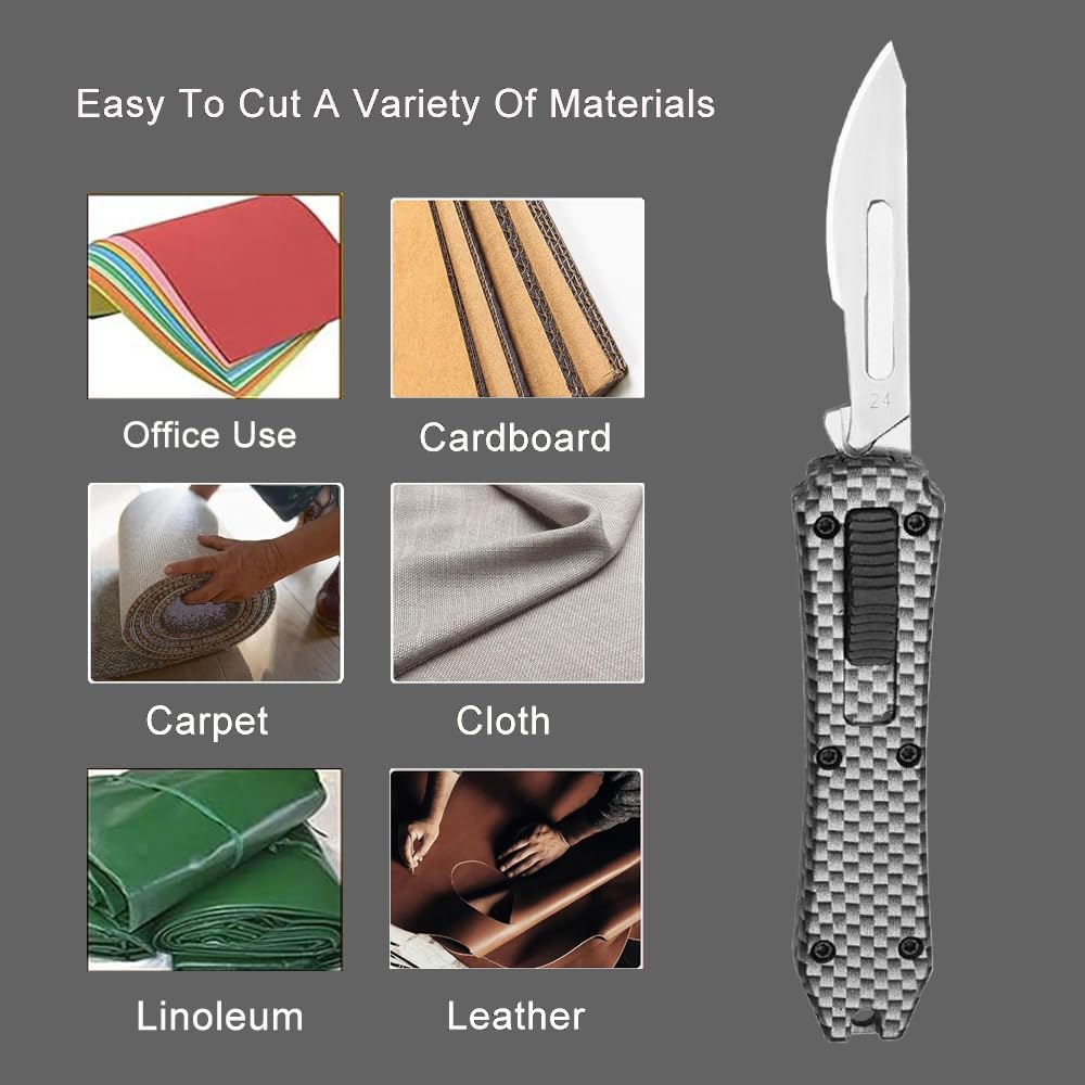 Auto Retractable Utility Knife, Automatic Scalpel Knife with 10PCS #24 Blades, Safety Box Cutter, Razor Blades Utility Knives