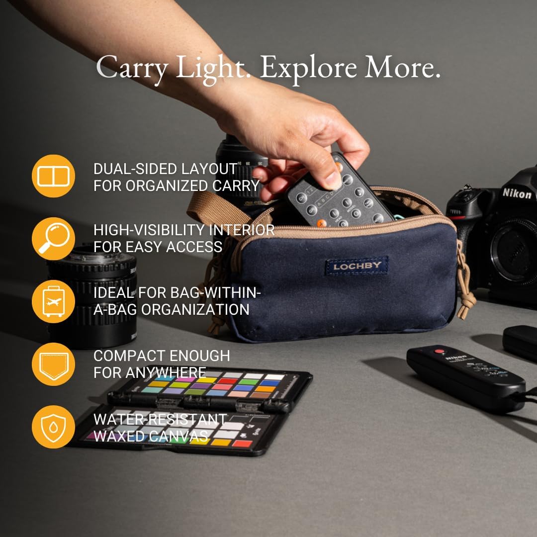 LOCHBY® Venture Pouch | Multipurpose Tactical Tool Bag | Water Resistant Waxed Canvas | Dual-Sided Zipper Pouch | for Motorcycle, Bike, EDC, Pen, Pencil, Art, Tech & Travel