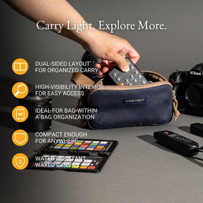 LOCHBY® Venture Pouch | Multipurpose Tactical Tool Bag | Water Resistant Waxed Canvas | Dual-Sided Zipper Pouch | for Motorcycle, Bike, EDC, Pen, Pencil, Art, Tech & Travel