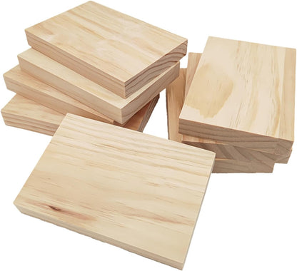 4PCS Rectangle Wood Boards Unfinished Wood Blocks for Crafting, 8x6x1in Blank Whittling Wooden Blocks for Wood Carving,Painting & Burning