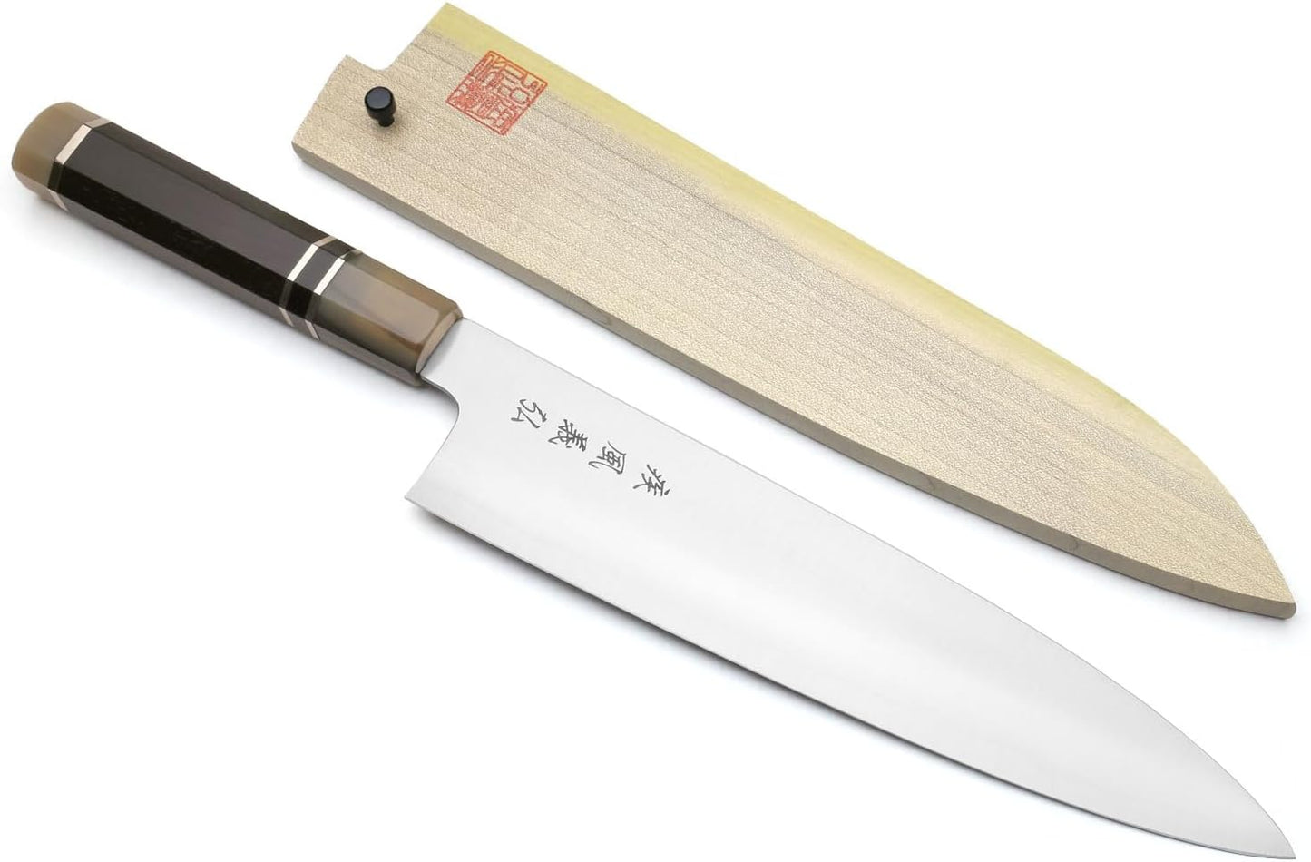 Yoshihiro HAP40 High Speed Stainless Steel Gyuto Chefs Knife Triple Ring Ebony Handle (8.25'' (210mm))