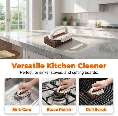 Magic Cleaning Sponge Rust Remover, 2026 New Carborundum Sponge, Sponge Brush Eraser Scrub Pad, Kitchen Cleaning Sponge for Removing Rust Cleaning Pots and Pans (Sponge*2+Handle*2)